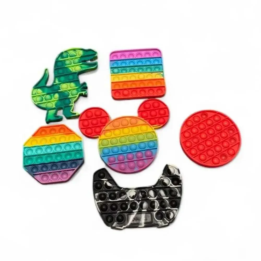 Lot of 6 Silicone Fidget Sensory Pop It Toys Assorted Shapes